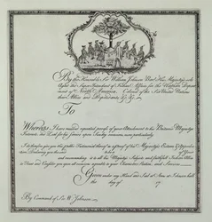 Sir William Johnsons indisches Zeugnis, ca. 1770
